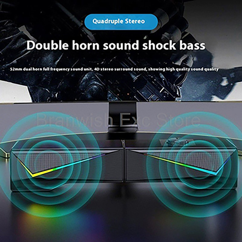 Rgb Computer Soundbar For Pc - Speaker Komputer 2X2.5W Lampu RGB Soundbar