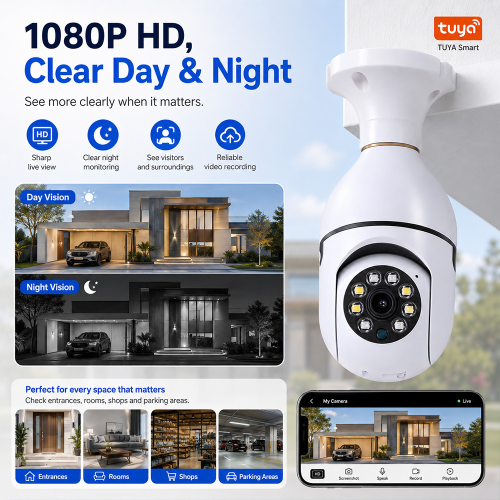 Cameras - Kamera Bohlam Tuya Wireless Light 2MP
