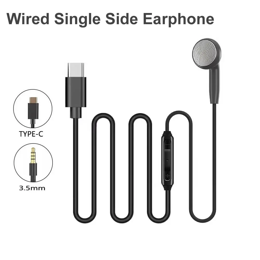 Type C Wired Earphones With Mic - Headphone Satu Sisi USB C untuk