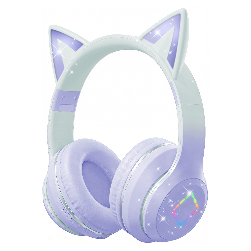 Cat Ear Bluetooth Headset Led - Headphone Nirkabel Telinga Kucing Kawaii Cantik