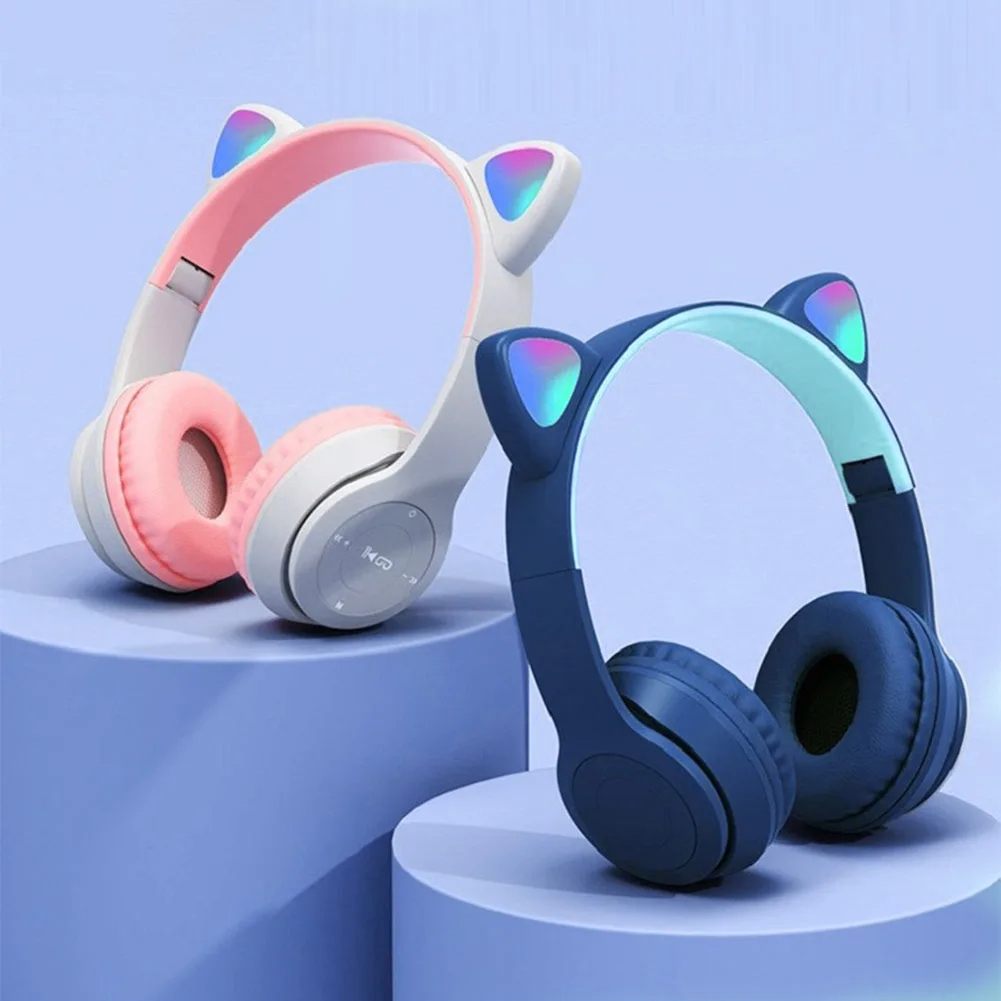 Cat Ear Bluetooth Headset Led - Headphone Nirkabel Telinga Kucing Lucu dengan