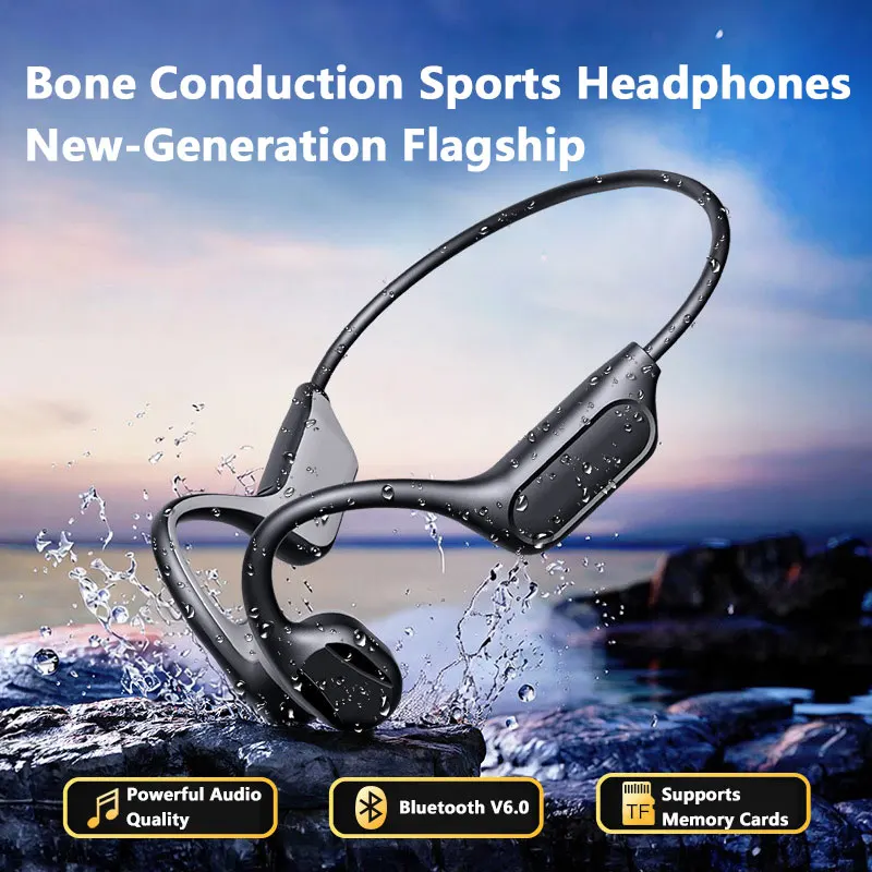 Bone Conduction Running Headphones - Earphone Bluetooth Konduksi Tulang Olahraga IPX8