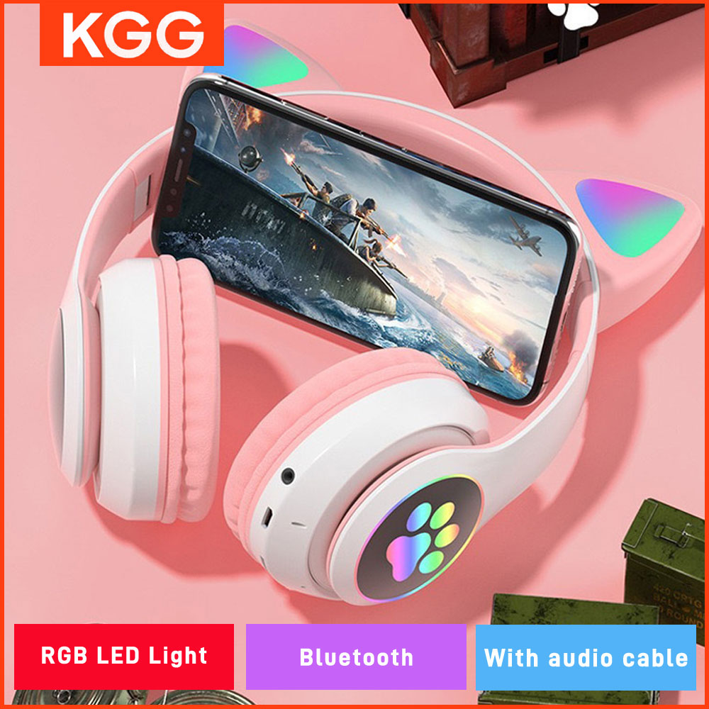 Cat Ear Bluetooth Headset Led - Headphone Telinga Kucing Lampu Kilat Nirkabel