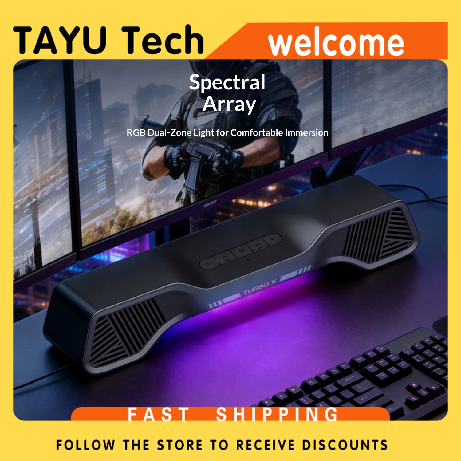 Rgb Computer Soundbar For Pc - Speaker Gaming Hurricane Turbo X MS-G1