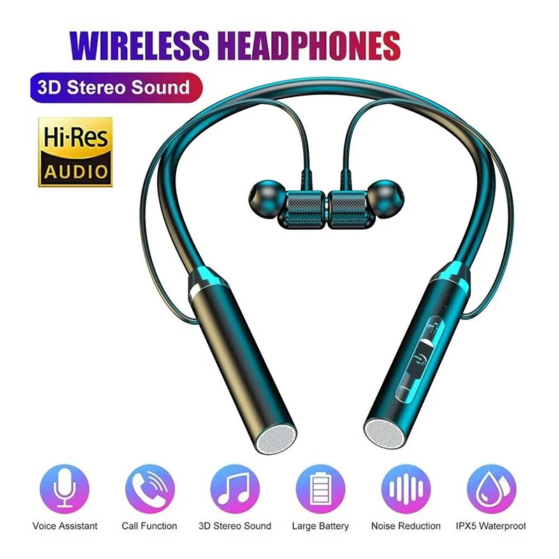 Magnetic Neckband Sports Earphones - Earphone Bluetooth 5.0 Neckband HiFi Stereo