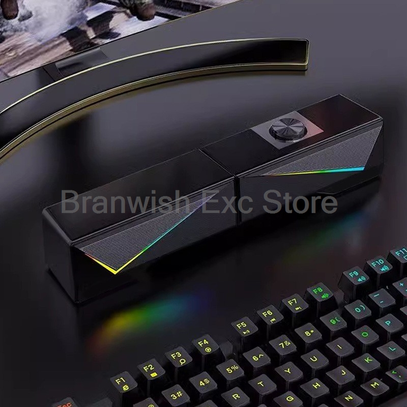 Speaker Komputer 2X2.5W Lampu  - Rgb Computer Soundbar For Pc ulasan dan harga