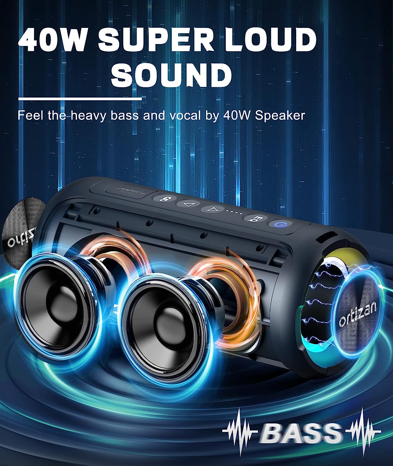 Ortizan Speaker Bluetooth 40W  - Portable Bluetooth Speaker Waterproof Ipx7 ulasan dan harga