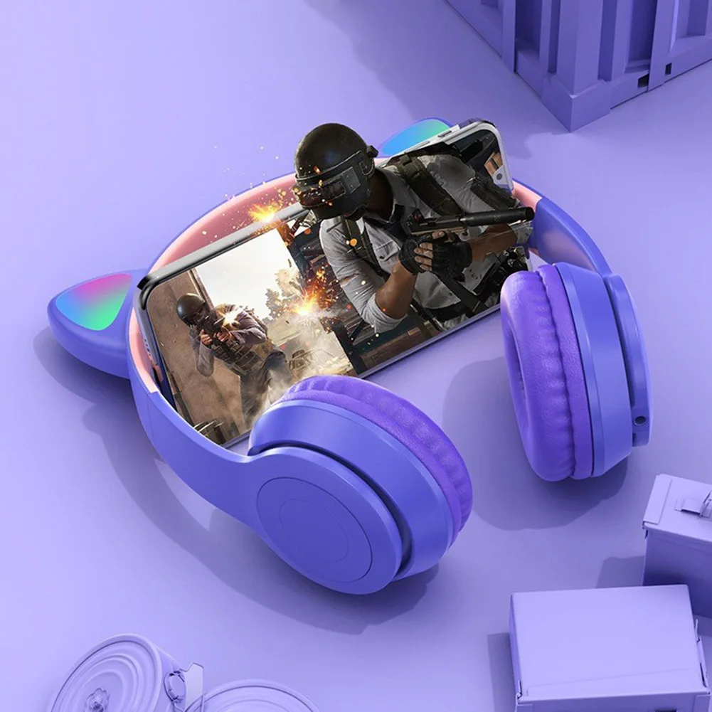 Headphone Bluetooth Nirkabel L - Cat Ear Bluetooth Headset Led ulasan dan harga
