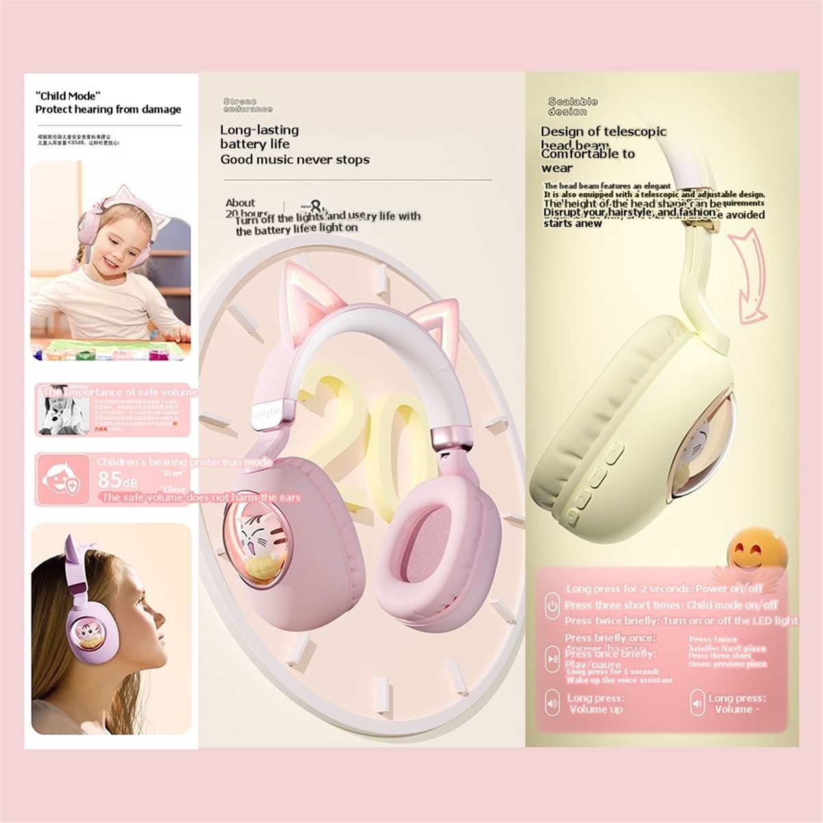 [PAKET EKONOMIS] Headset Bluet - Cat Ear Bluetooth Headset Led ulasan dan harga