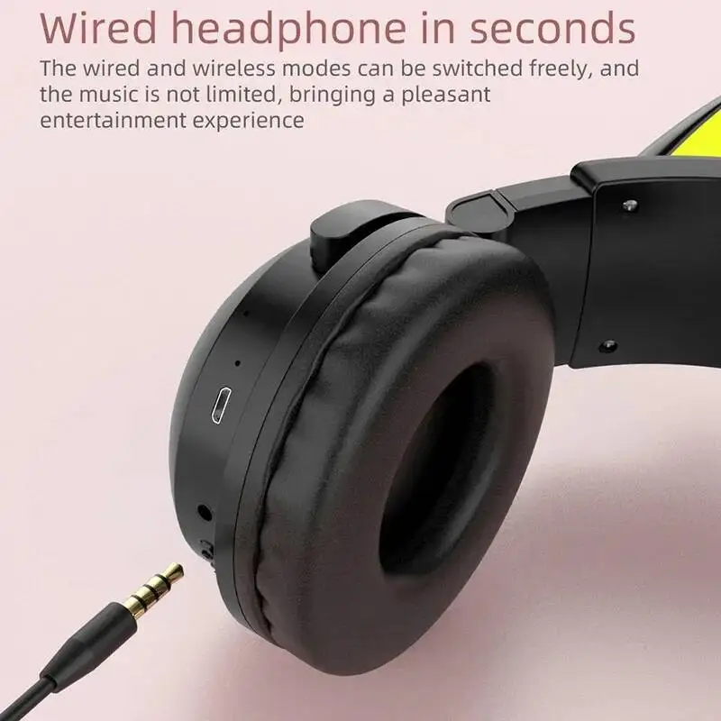 Headset Nirkabel Bluetooth5.0  - Cat Ear Bluetooth Headset Led ulasan dan harga