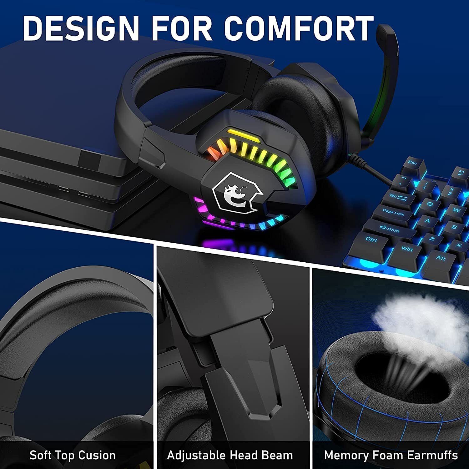 MAMBASNAKE CY907 Headset Gamin - Gaming Headset With Mic Rgb ulasan dan harga