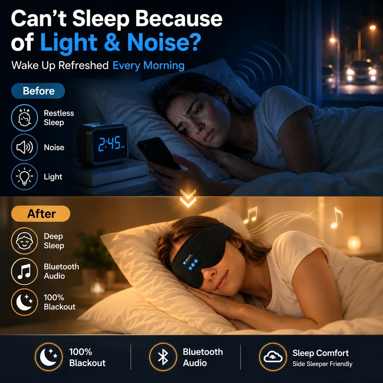 Headphone Tidur Nirkabel denga - Sleep Mask Headphones Bluetooth ulasan dan harga