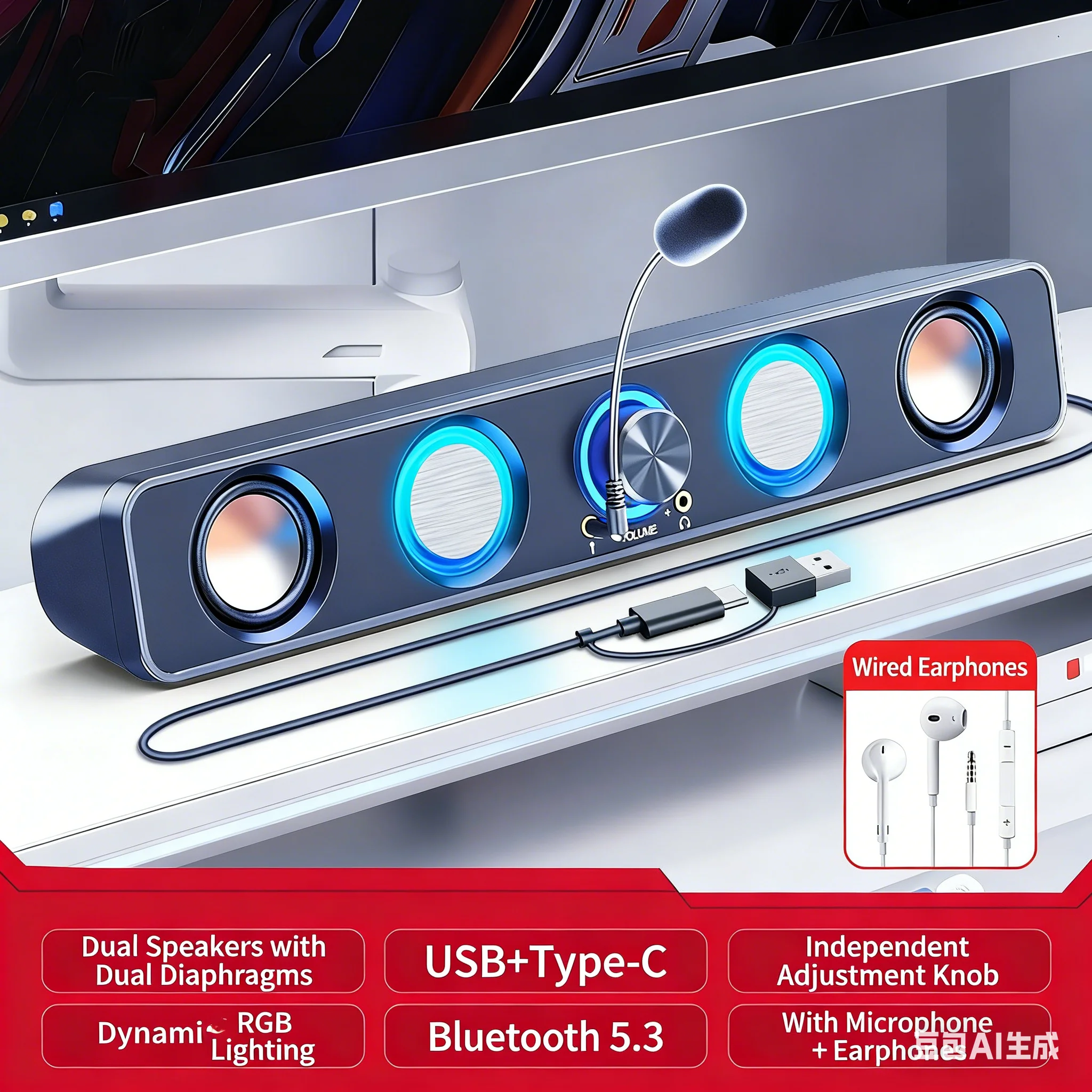 Sistem Speaker Home Theater So - Rgb Computer Soundbar For Pc ulasan dan harga