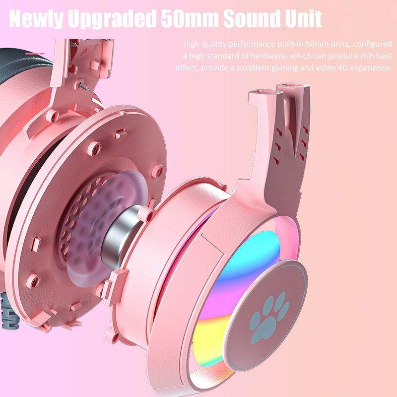 Headphone game telinga kucing  - Gaming Headset With Mic Rgb ulasan dan harga