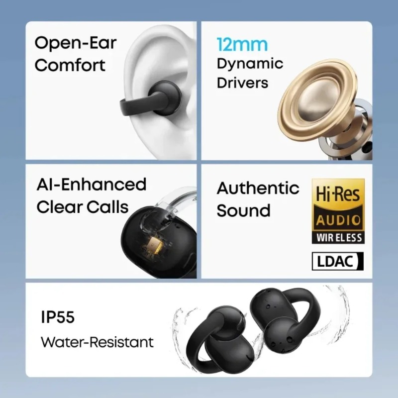 Soundcore C50i Ear Clip Open W - Open Ear Air Conduction Headphones ulasan dan harga