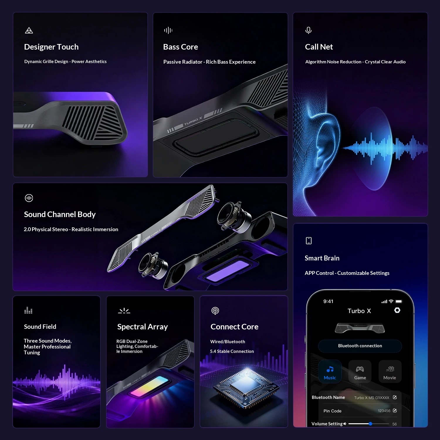 Speaker Gaming Hurricane Turbo - Rgb Computer Soundbar For Pc ulasan dan harga