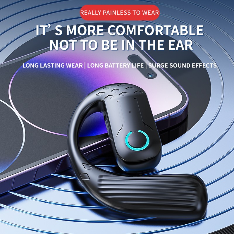Earphone nirkabel terbuka Blue - Open Ear Air Conduction Headphones ulasan dan harga