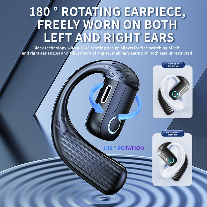 Earphone nirkabel terbuka Blue - Open Ear Air Conduction Headphones ulasan dan harga