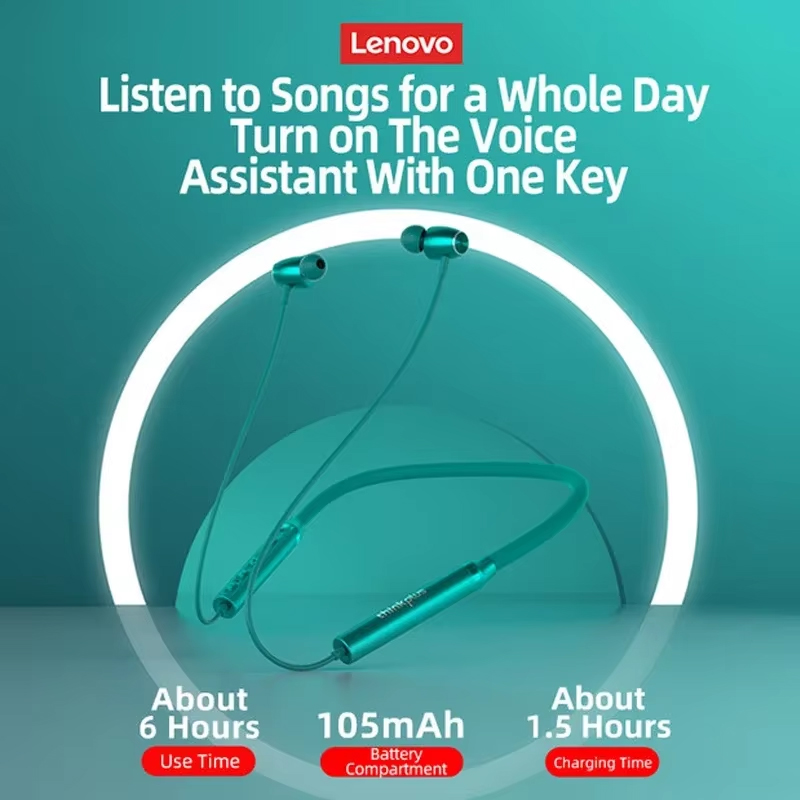 100% Asli Lenovo HE05X Earphon - Magnetic Neckband Sports Earphones ulasan dan harga